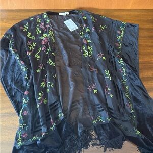 Urban Outfitters Floral Embroidered Kimono Style Shawl